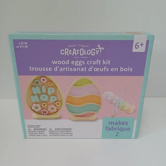 NEW Easter Creatology Wood Eggs Craft Kit Ages 6+ Makes 2 - Picture 1 of 3